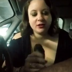French MILF with big tits sucks off her BBC friend in his car